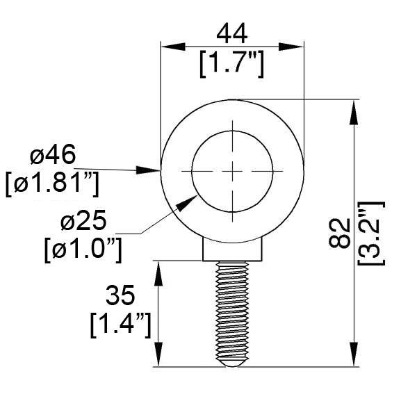 Burger M1035 M10 x 35 Steel Forged Shoulder Eyebolt