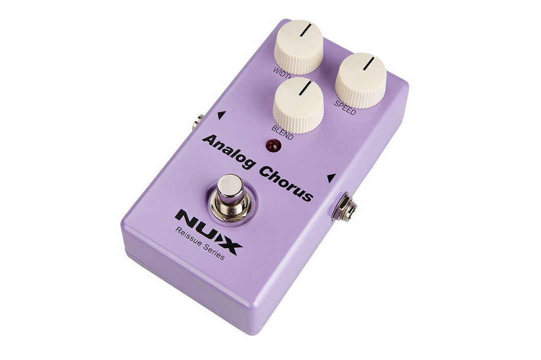 The NUX ANALOG CHORUS pedal from the Reissue Series brings back the legendary chorus sound from the 80&rsquo;s, when most guitar tracks had Chorus effect. Thanks to its pure analog Bucket-Brigade circuit, the NUX ANALOGCHORUS pedal offers you authentic Chorus effects from warm subtle shimmer to near-vibrato wobbles.
