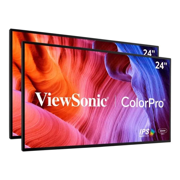 Viewsonic VP2468A_H2 24" Dual Pack ColorPro IPS Monitor  Full HD, USB-C, 65W, Daisy Chain