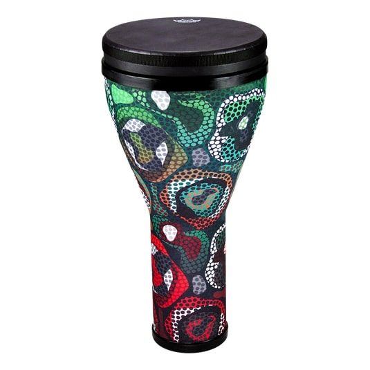 Remo DJ-2510-68 Djembe, Festival, Pre-Tuned, 10" Diameter, 20.5" Height, Black SuedeFliptop Replaceable, Tribal Green