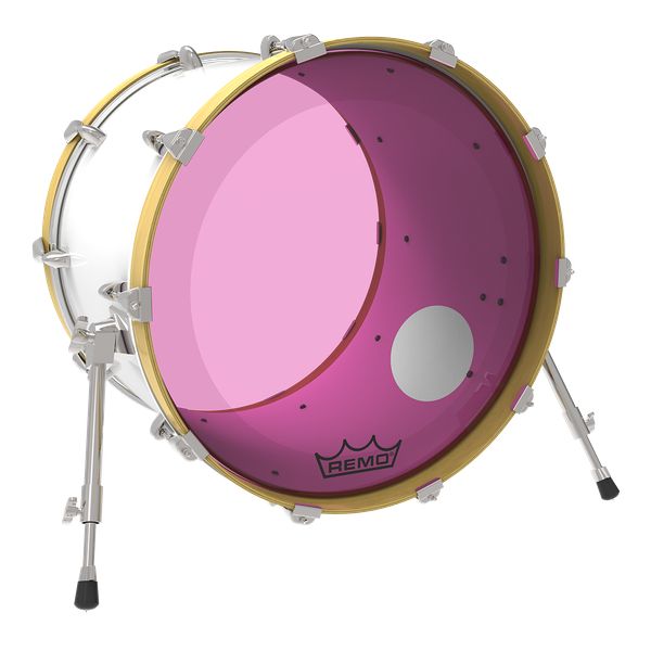 Remo P3-1322-CT-PKOH Bass, POWERSTROKE 3, COLORTONE, 22" Diameter, Pink, 5" Offset Hole