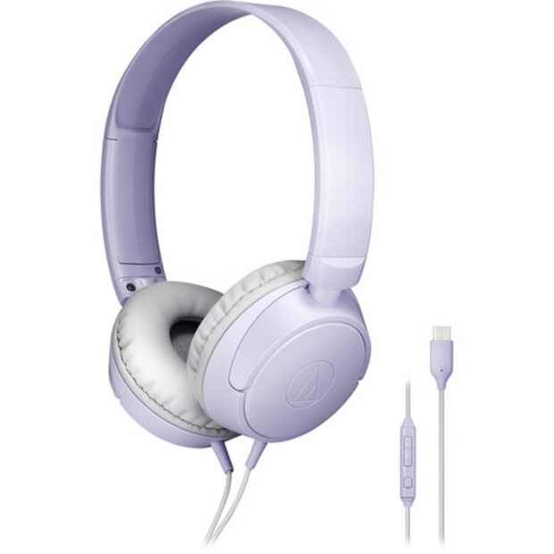 Audio-Technica ATH-S120C-LV USB-C On-Ear Headphones - Light Violet