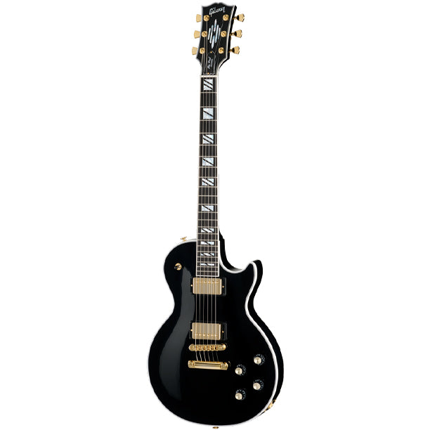 Gibson Les Paul Supreme. Premium solidbody with AAA flame maple cap, multi-ply binding, abalone crown inlays. Mahogany body and neck, bound ebony fingerboard. 490R and 490T or Burstbucker humbuckers. Gold hardware, Tune-O-Matic bridge. Gloss finish. Includes hardshell case.