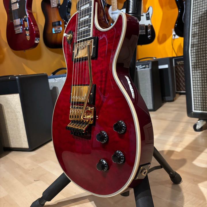 Epiphone - Alex Lifeson LP Axcess Quilt "Ruby Red" w/ Floyd Rose , OHSC & Candy (2022) - USED