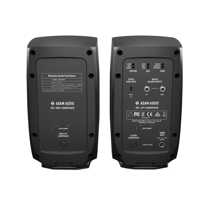 Adam Audio D3V Active Desktop Monitor System - Black (Pair)