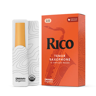 D'addario Rico Organic Tenor Saxophone Reeds Strength 2.5 (10-Pack)
