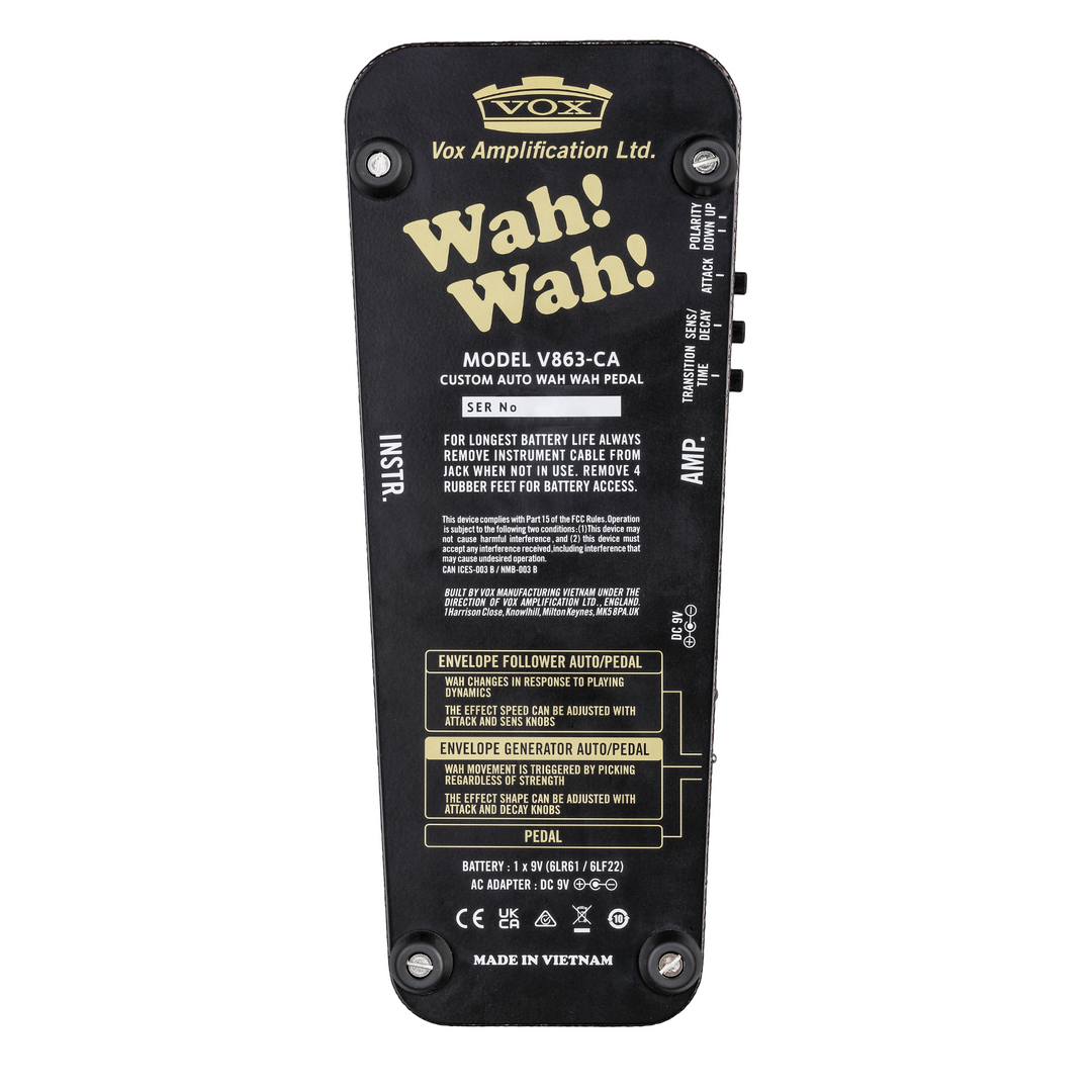 Vox V863CA 3-mode Custom Auto Wah Pedal