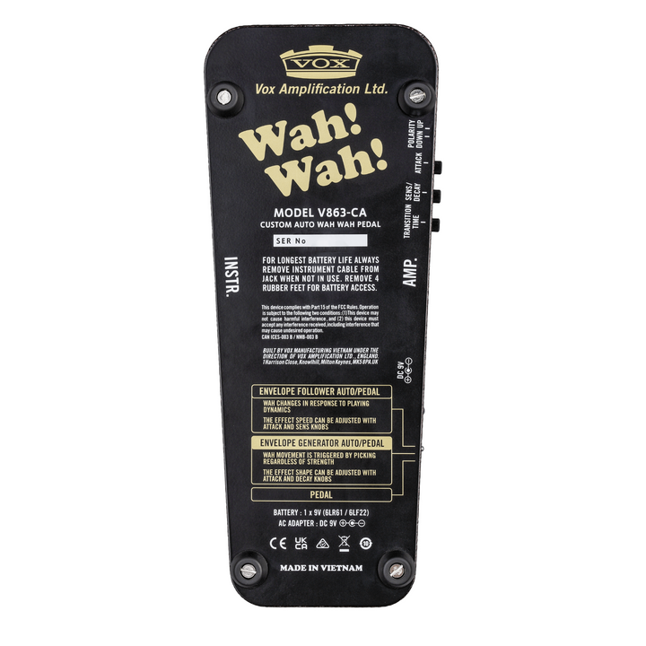 Vox V863CA 3-mode Custom Auto Wah Pedal