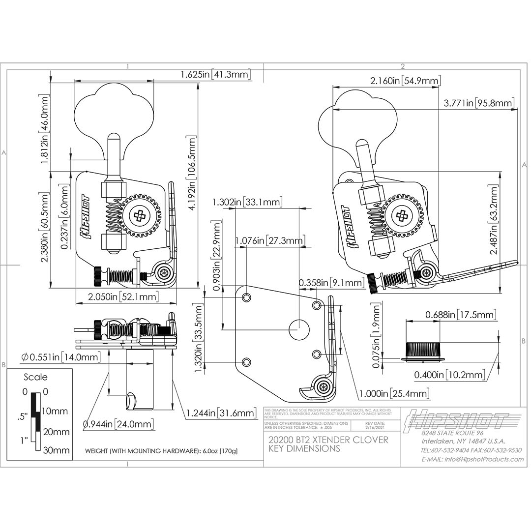 Allparts TK-7120 Hipshot BT2 Extender for TK-0881 CBS Keys