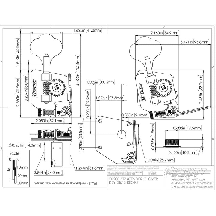 Allparts TK-7120 Hipshot BT2 Extender for TK-0881 CBS Keys