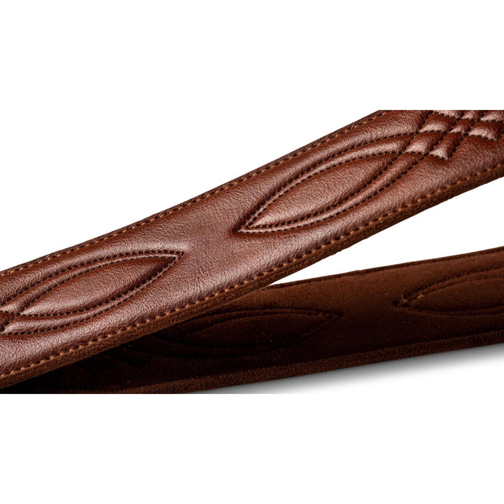 Taylor Vegan Leather Strap,Med Brown w/Stitching 2.0",Embossed Logo