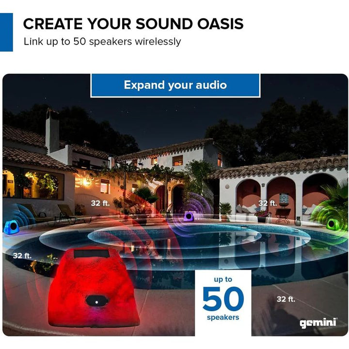 Gemini GHRK-500LTMS-PR Outdoor Solar Rock LED Bluetooth Speakers