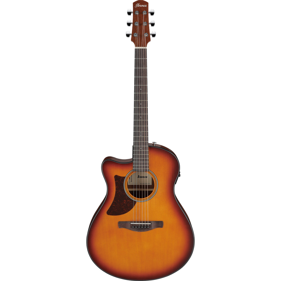Ibanez AAM50LCEOLB Acoustic/Electric Guitar Left Handed - Open Pore Light Brown Sunburst Top, Natural Open Pore Back and Sides