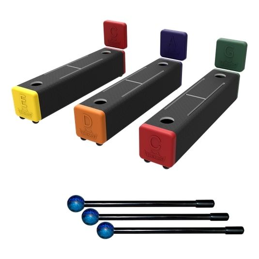 Remo HB-3229-70 Harmony Bars, Two Tone, Set of 3, Color Coded 2"x 2"x 9", Aluminum, Black