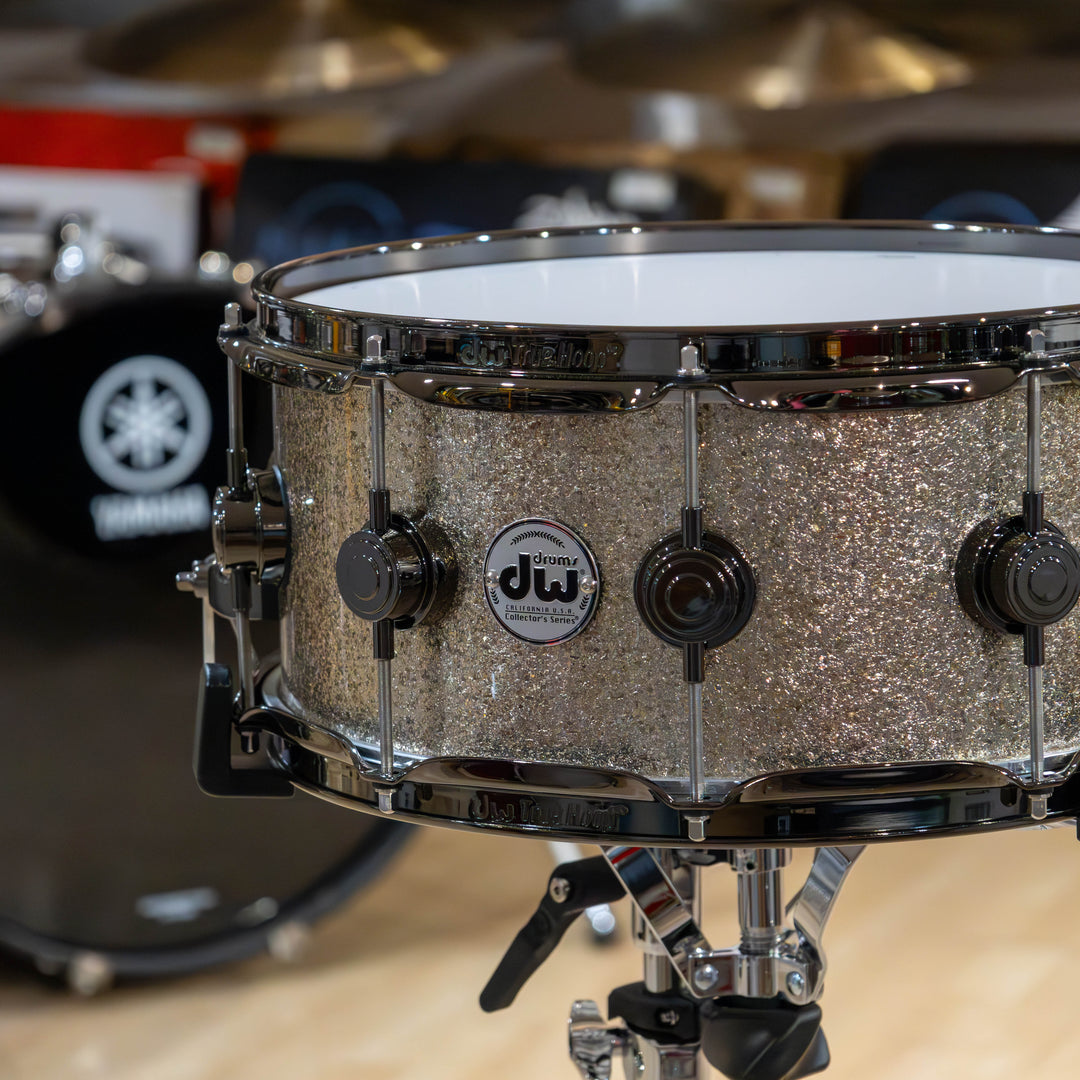 DW DRM10614SSN095 Collectors Maple/Mahogany Nickel Sparkle Glass Snare