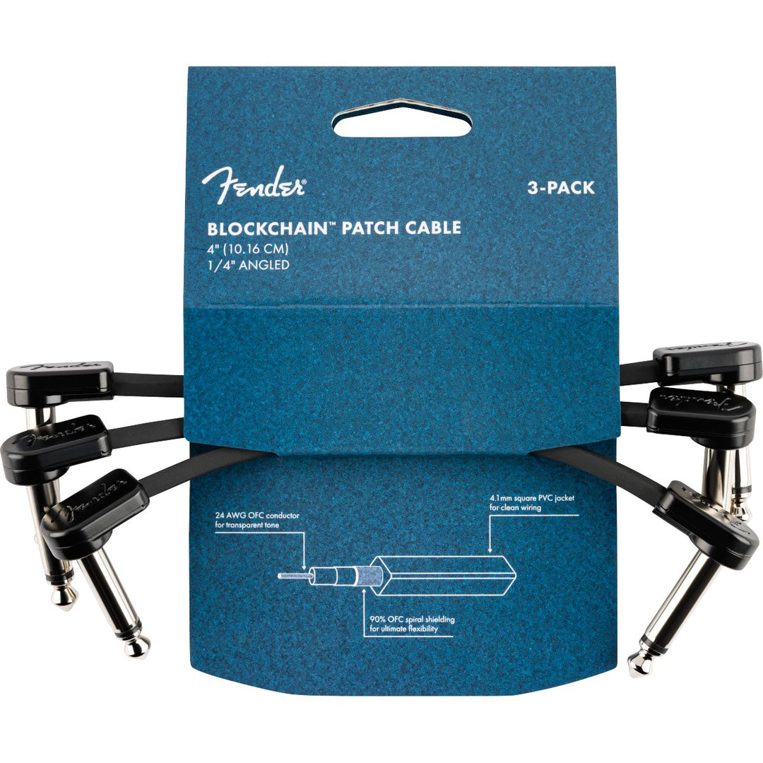 Fender Blockchain 4" Patch Cable, 3-Pack, Angle/Angle