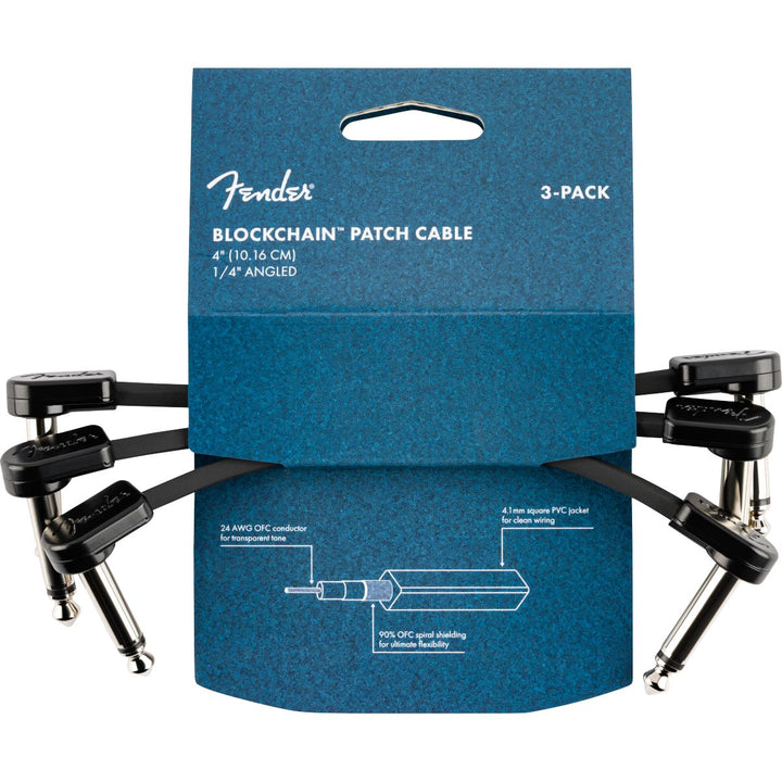 Fender Blockchain 4" Patch Cable, 3-Pack, Angle/Angle