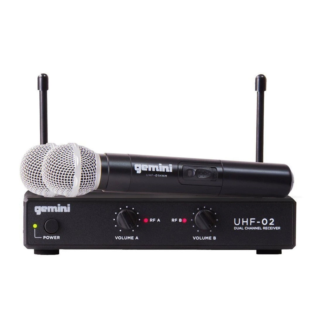 Gemini UHF-02M Dual-Channel UHF Wireless Microphone System - Handheld Vocal (S12 517.6+521.5)