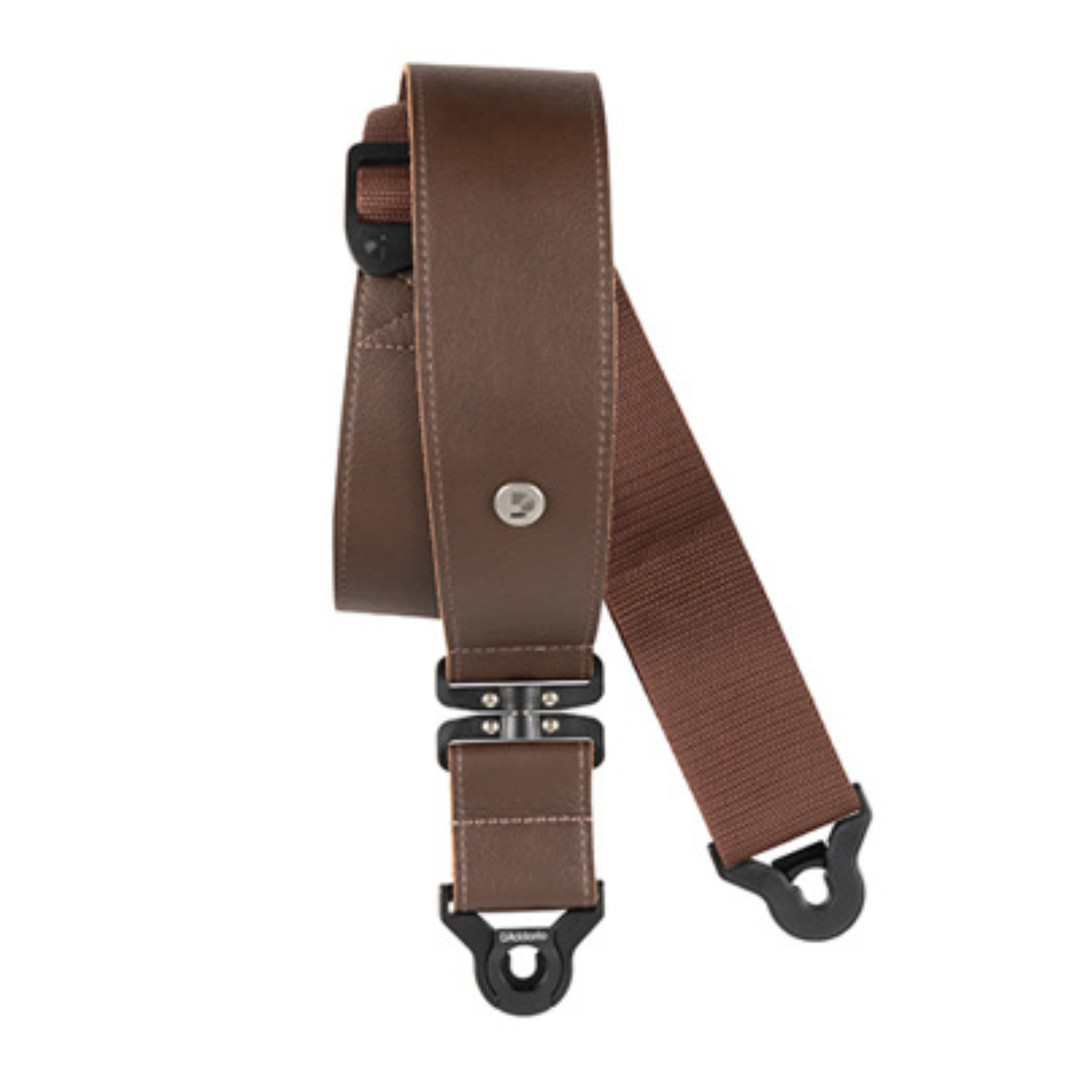D'Addario 25BALSV02 2.5" Auto Lock Comfort Leather Guitar Strap with Swivel (Brown)