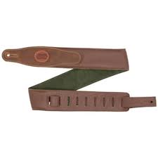 Levy's MGS80CS-BRN-GRN 2.5" Brown Padded Guitar Strap with Olive Green