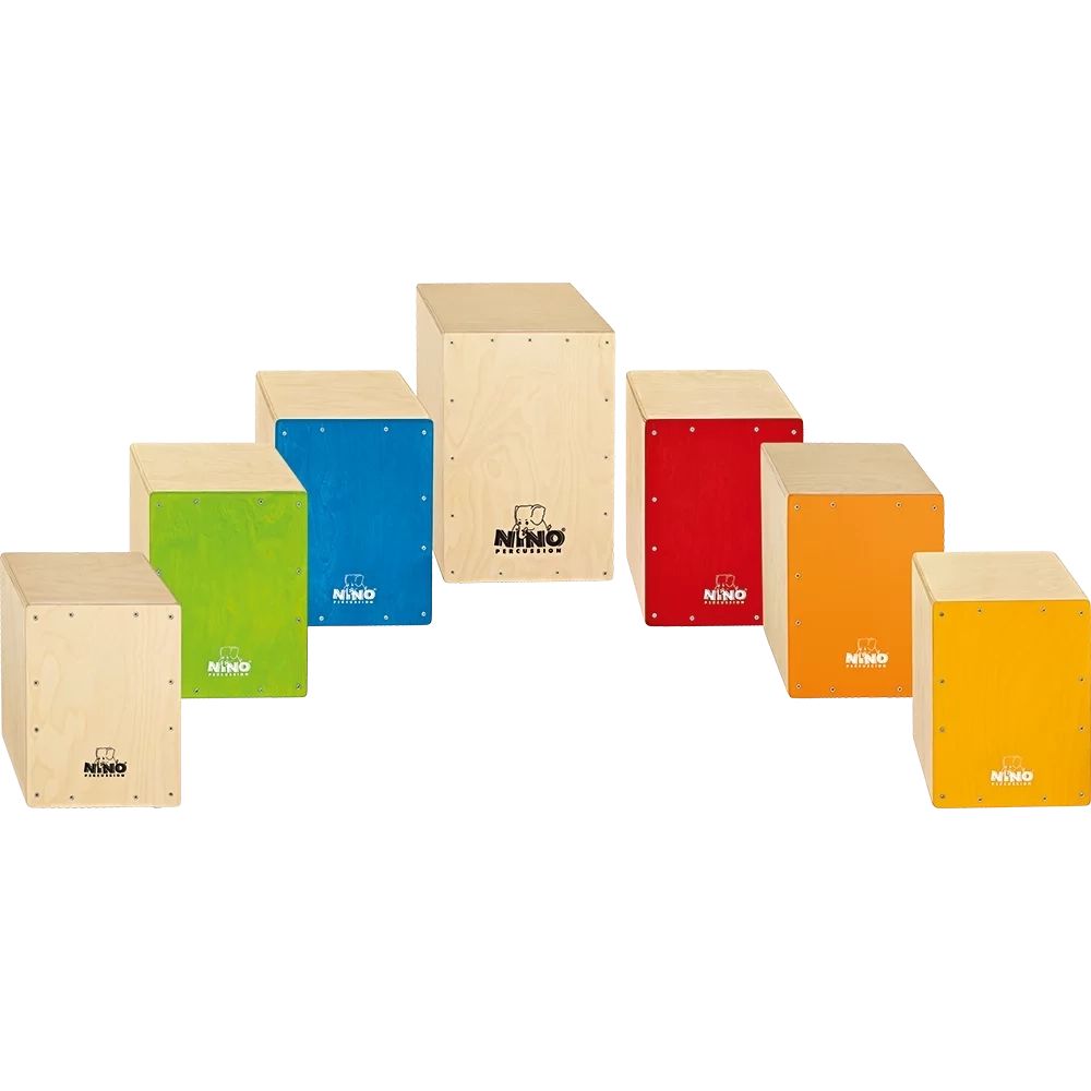 Nino Percussion 7-Piece Classroom Cajon Group Rhythm Set