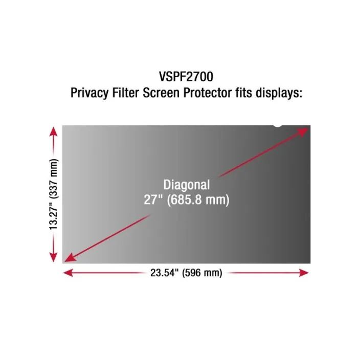Viewsonic VSPF2700 27" Privacy Filter  16:9 LCD Monitor, Anti-Glare & Scratch Resistant, Black