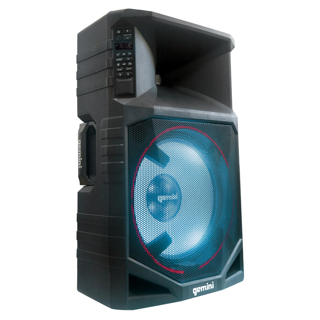 Gemini GSW-T1500PK Portable Water Resistant 15” Bluetooth Party Speaker w/ Microphone and Stand
