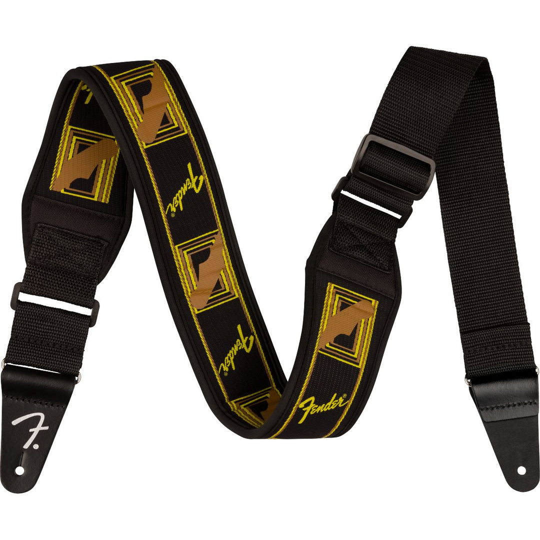 Fender Swell™ Neoprene Strap, Blk/Ylw/Brn Mono, 2.5"