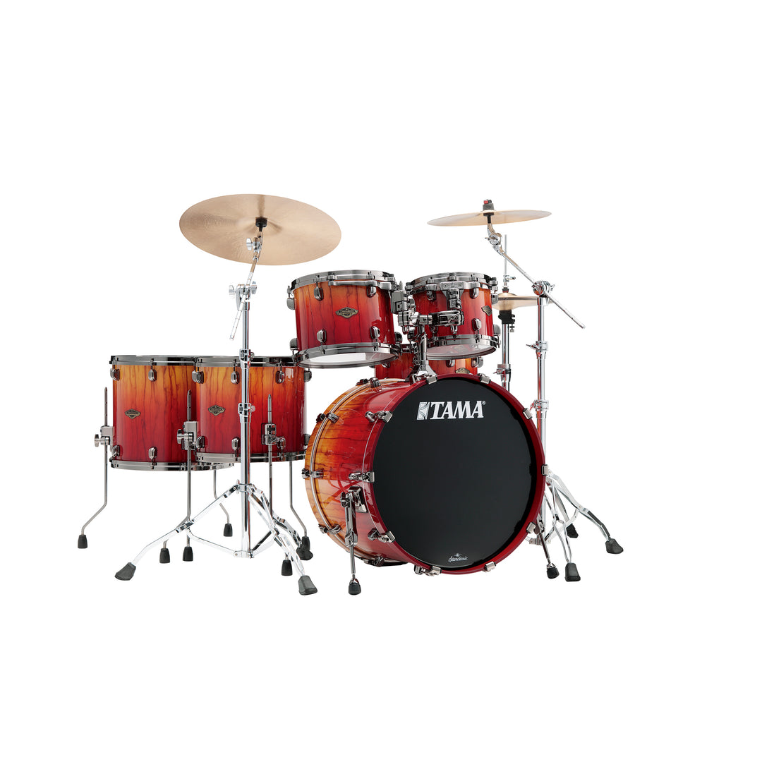 Tama Starclassic Walnut/Birch 5-Piece Shell Pack (22,10,12,14,16) with Black Nickel Shell Hardware - Vermillion Bosse Fonce Fade