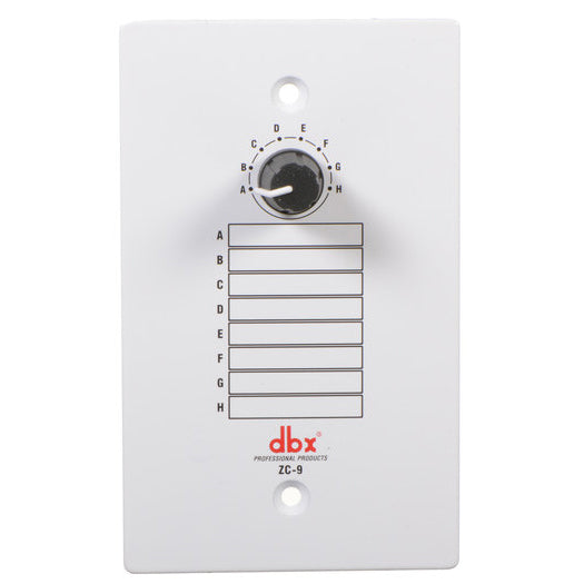 DBX ZC9 Wall Mounted Zone Controller with 8 Position Source Selector
