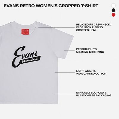 D'Addario ATE231323 Evans Tee Wos Retro - White LG