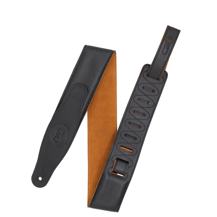 Levy's MGS80CS-BLK-HNY 2.5" Black Padded Guitar Strap with Honey Suede