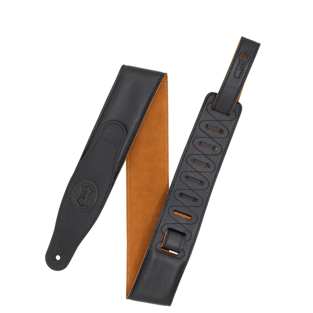 Levy's MGS80CS-BLK-HNY 2.5" Black Padded Guitar Strap with Honey Suede