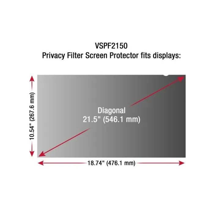 Viewsonic VSPF2150 21.5" Privacy Filter  16:9 LCD Monitor, Anti-Glare & Scratch Resistant, Black