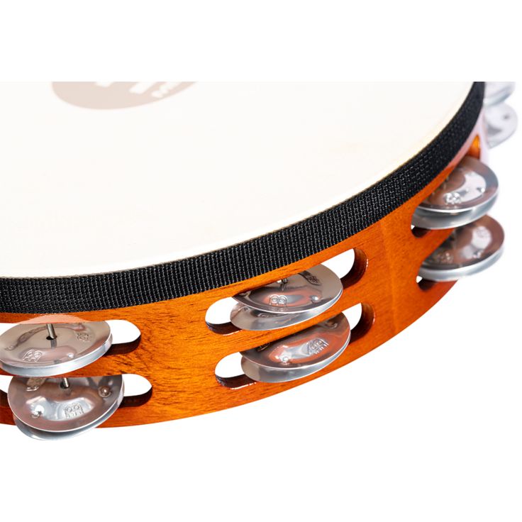 Meinl Percussion 10" Traditional Goatskin Wood Tambourine Dual row Antique Brown Aluminum jingles