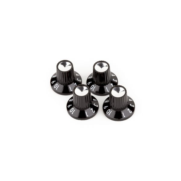 Fender Black-Silver Skirted (1-10) Push-On Amplifier Knobs - Black