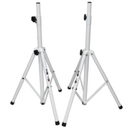 ProX T-SS28P Cloud Series White 4-7' Adjustable Height Heavy Duty All Metal Speaker Tripod Stand Set w/ Carry Case