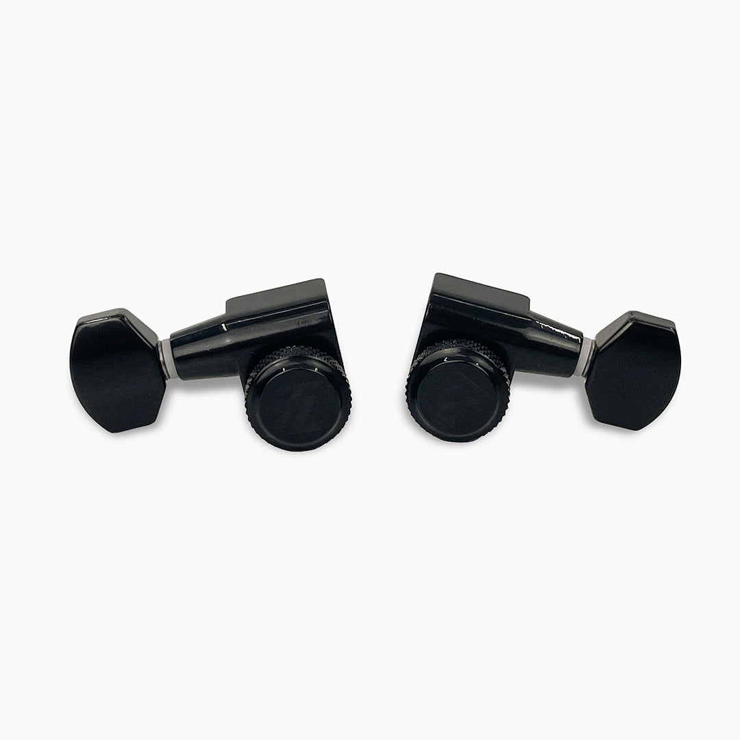 Allparts TK-7108-003 True-Lok Mid-Size Modern Style Locking Tuners - 3x3, Single Pin, Black