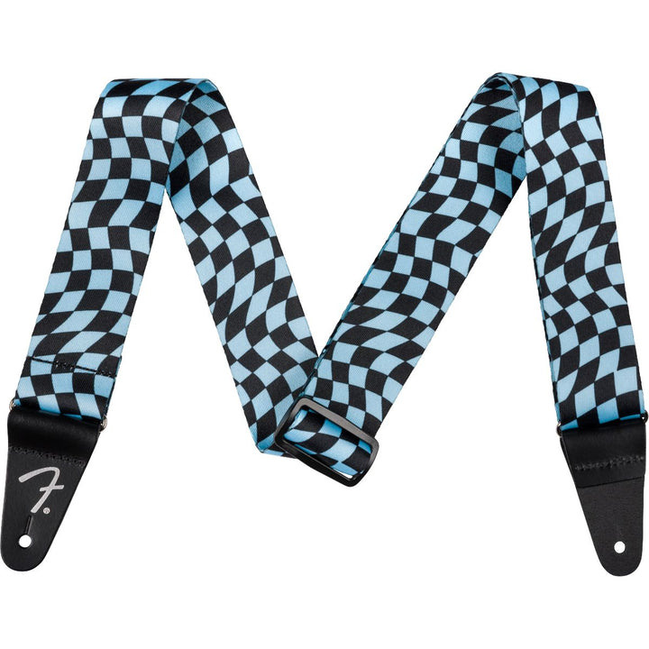 Fender  Wavy Checkerboard Polyester Strap - Blue