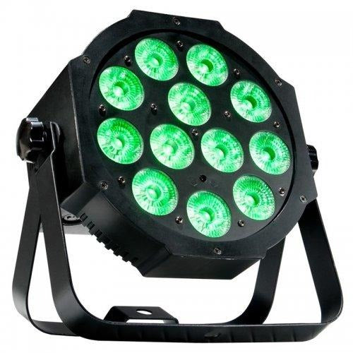 The ADJ Mega 64 Profile Plus is a compact, low profile wash fixture designed for uplighting, stage lighting and wall washing, and will bring color and excitement to any party. The Mega 64 Profile Plus is powered by twelve bright 4-Watt Quad (RGB+UV 4-In-1) LED.