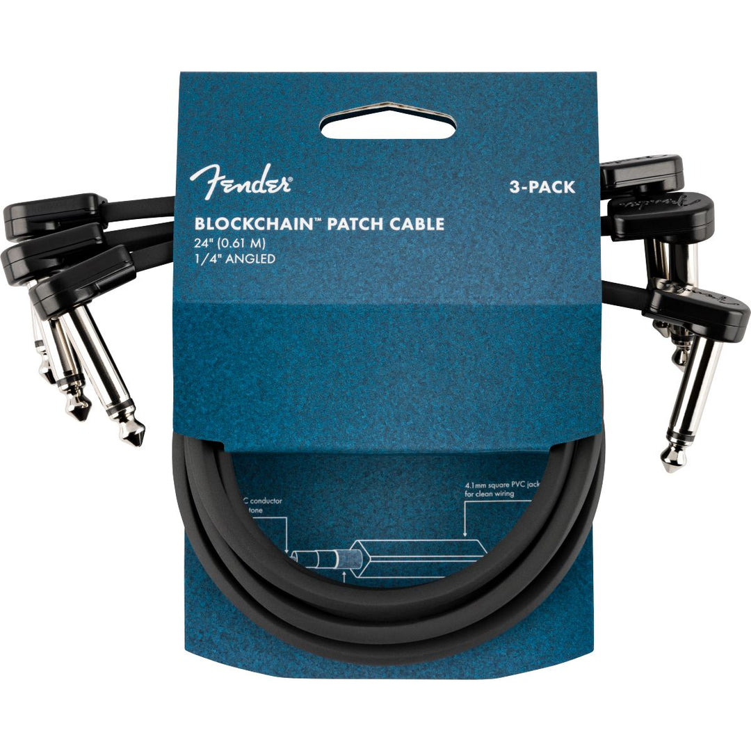 Fender Blockchain 24" Patch Cable, 3-pack, Angle/Angle