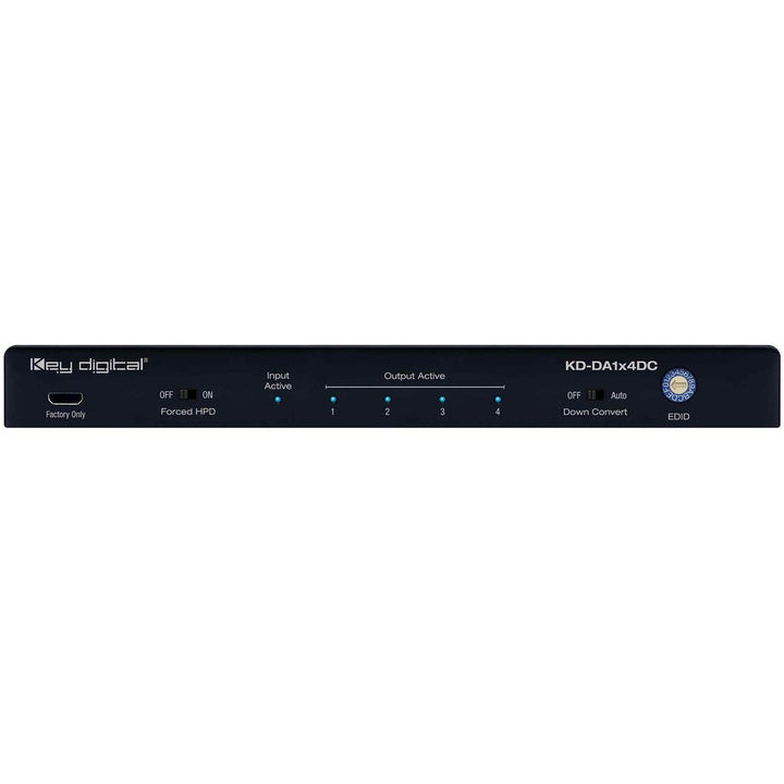 Key Digital KD-DA1X4DC 1x4 4K HDMI Distribution Amplifier w/ Audio De-Embedding/Down Conversion