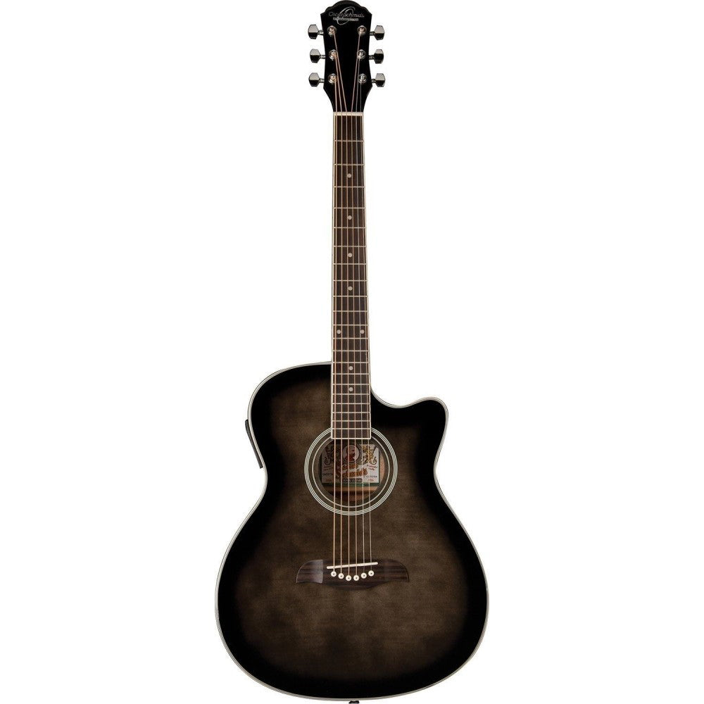 Oscar Schmidt OACEFTB-A Acoustic Guitar Auditorium Trans Black