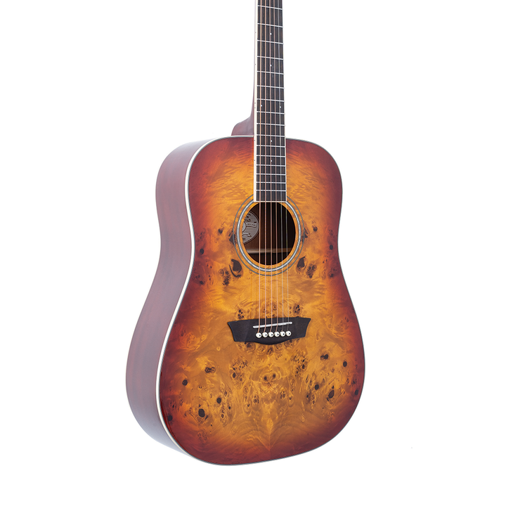 Washburn DFBDA Deep Forest Dreadnought, Poplar Burl Top, Okoume Back & Sides, Amber Fade Gloss