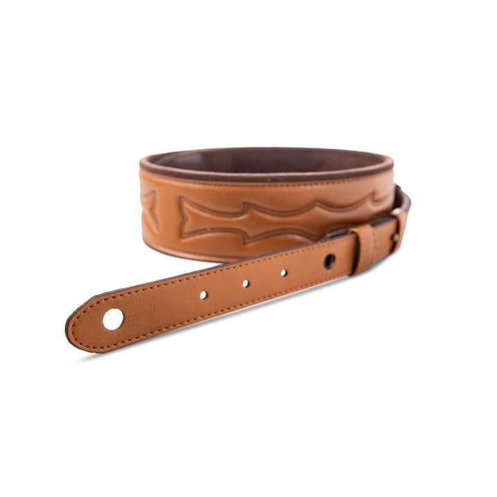 Taylor Vegan Leather Strap,Tan w/Stitching, 2.75",Embossed Logo