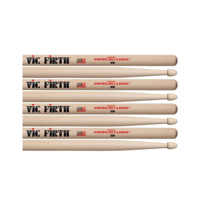 Vic Firth American Classic 5B Wood Tip Drumsticks Value Pack Buy 3 Get 1 Free