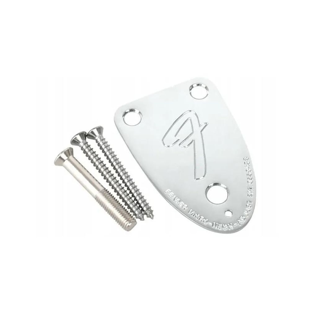 Fender '70s Vintage-Style 3-Bolt ''F'' Stamped Guitar Neck Plate - Chrome
