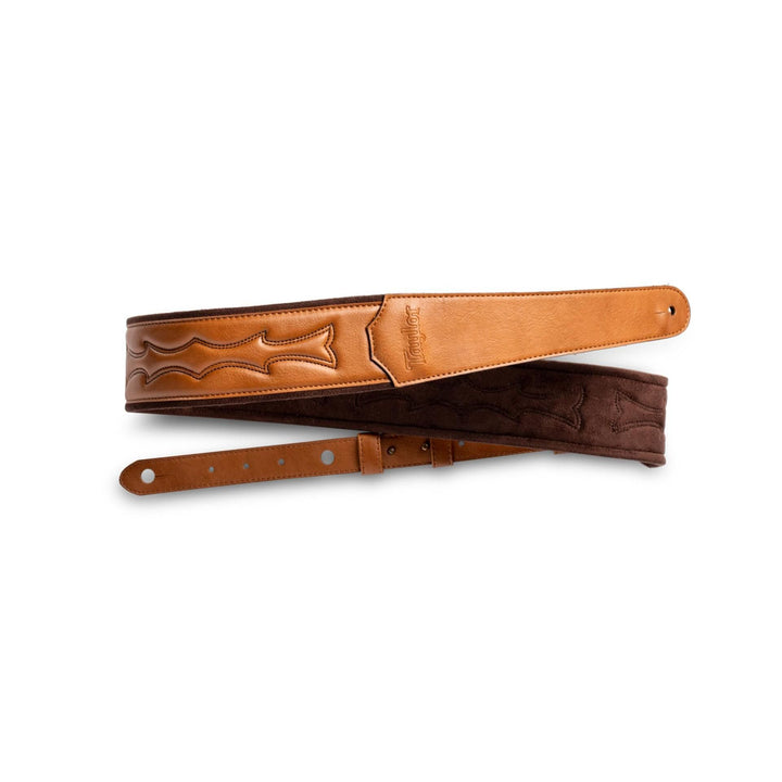 Taylor Vegan Leather Strap,Tan w/Stitching, 2.75",Embossed Logo