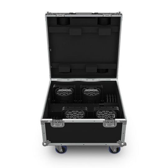 Chauvet Pro WELL-POD3X4 Kit of (4) battery-operated black IP65 rated batten style fixtures in charging case with RF remote