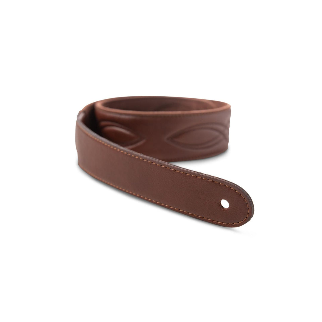 Taylor Vegan Leather Strap,Med Brown w/Stitching 2.0",Embossed Logo